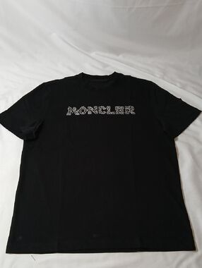 Moncler Black Crewneck T-Shirt with White Logo Detail